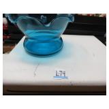 LOT L 74 PEACOCK BLUE RUFFLE EDGE BOWL