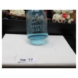 LOT MW 77 ANTIQUE BALL JAR W/ PORECELEN  ZINC LID