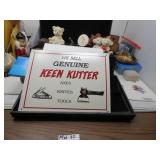 LOT MW 40 TIN SIGN GENUINE KEEN KUTTER AXES KNIVES