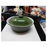 LOT BAA8 CASSEROLE DISH  GREEN HALL