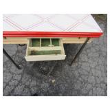 LOT KE 29 WHITE & RED PORCLEAN TOP TABLE  1955 ERA