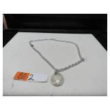 LOT BA2  NECKLACE SILVER CHAIN BUFFALO NICKEL