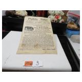 LOT MW 3  COLLECTIBLE PUBLIC SALE POSTER REINHOLDS