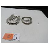 LOT CW 5 PAIR FANCY SILVER BELT BUCKLE