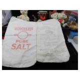 LOT MW 24  2 ANTIQUE 3 LB SALT BAGS CLOTH