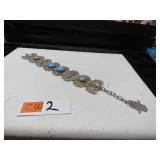 LOT CW 2  SILVER TOURGUIOSE BRACELET SILVER TONE A
