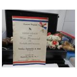 LOT MW 5 1946 DEDICATION WAR MEMORIAL REINHOLDS