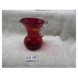 LOT KK 1HAND BLOWN READ RUBY  PICTHER CLEAR HANDLE