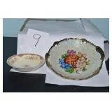 LOT EE 9 EGG SHELL PLATE  GOLD TRIM FOOTED PLATE