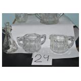 LOT EE 29 5 PCS HEAVY CRYSTAL  SUGAR CREAMER  MORE