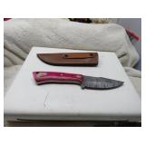LOT FF 16  4 INC BLADE RED WHITE RED HANDLE SHEATH
