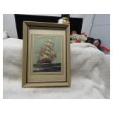 LOT CC 6 VINTAGE ESTATE FRAMED TALL SHIPS