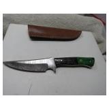 LOT FF 25 4 IN FIXED BLADE FINGER HOLE GREEN GRAY