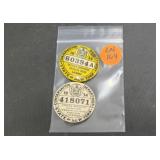 (2) 1934 NEW YORK HUNTING LICENSES