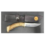 ANTLER FIXED BLADE HUNTING KNIFE WITH SHEATH