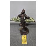 BRONZE ART NOUVEAU STYLE TABLE LAMP - 18"