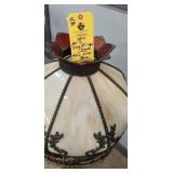 AGATE BASE FLOOR LAMP WITH FRINGE SLAG SHADE