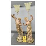 (2) FRENCH ART NOUVEAU FIGURAL LAMPS - 32"