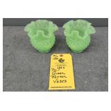 (2) GREEN FENTON VASES