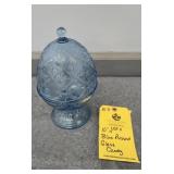 BLUE PRESSED GLASS CANDY DISH - 10"