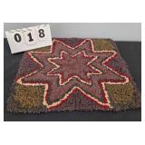PRIMITIVE STAR HOOK RUG 16" X 16"