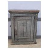 PAINTED BLUE-GREEN ONE DOOR CABINET 35" X 43.5" X