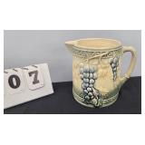 GRAPE PATTERN POTTERY PITCHER