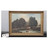 COWS IN STREAM OIL PAINTING #167 - 30" X 40.5"