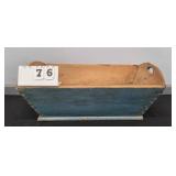 BLUE PAINTED DOUGH BOX WITH HANDLES 28" X 17" X