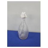CLEAR BLOWN GLASS SWIRL BOTTLE WITH STOPPER