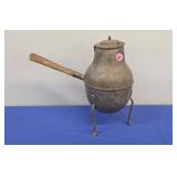 FOOTED TIN CHOCOLATE POT