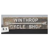WINTHROP CYCLE SHOP SIGN 35" X 9.5"