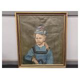 OIL PAINTING OF GIRL IN BLUE - 29" X 33"