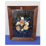 FRAMED GLASS TINSEL ART PIECE - 13" X 17"