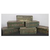(6) GREEN STENCIL PAINTED CARPENTER BOXES 20" X