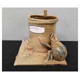 POTTERY BEETLE JAR - SEWER TILE BASE 11.5" X 11"