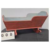 RED & BLUE PRIMITIVE DOLL CRADLE 21.5"