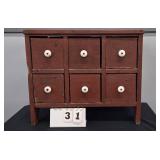 PAINTED 6 DRAWER APOTHECARY STYLE CABINET 22" X