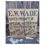 E W WADE WATCH, CLOCK, AND JEWELRY REPAIR SIGN 3
