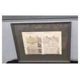 VICTORIAN COTTAGE ARCHITECTURAL DRAWING - FRAMED