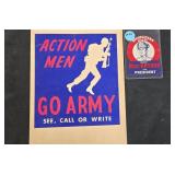 GO ARMY POSTER AD MACARTHUR BUTTON