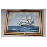 CLIPPER SHIP OIL ON CANVAS - ROBERTS