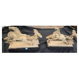 PAIR OF HORSE - CHARIOT STATUES - 16'