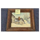 LOG CABIN PAINTING ON CANVAS - JR BLAIS 44 14" X