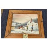 MEETING THE MILK TRUCK OIL PAINTING ON BOARD 1980