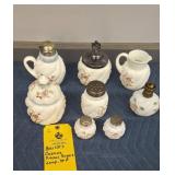 (8 PC) COSMOS PITCHER, SUGARS, LAMP, S & P