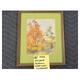 AUTUMN WATERCOLOR LANDSCAPE - UNSIGNED - 10" X