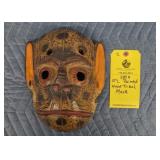 PAINTED WOOD TRIBAL MASK - 10"