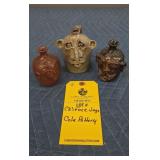 (3) FACE JUGS - COLE POTTERY - 4"