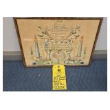 19TH C. SWEDISH FOLK ART MEMORIAL WATERCOLOR 13"